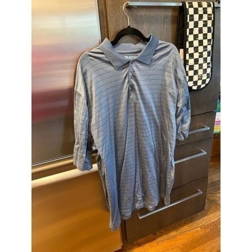 Jos. A. Bank Size XL Men's‎ blue Striped Golf Polo Shirt Short Sleeve